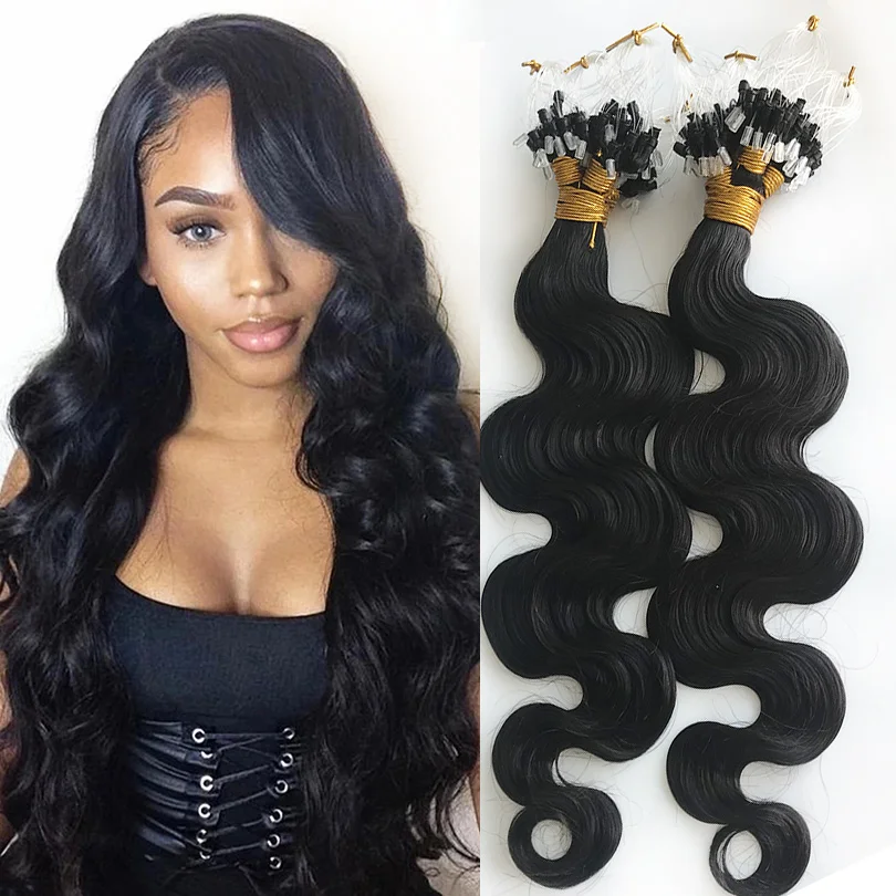 Body Wave Micro Ring Loop Human Hair Extensions Brazilian Remy