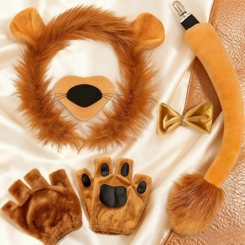 Adult Lion Costume Set Fierce Animal Role Play Outfit with Accessories