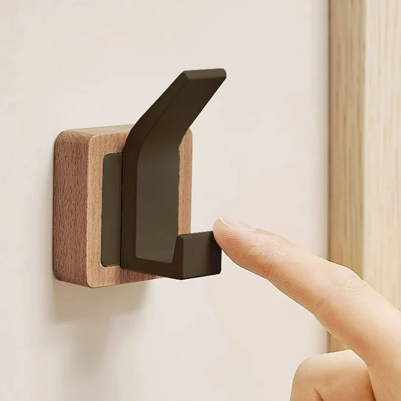 Walnut Coat Wall Hook Wall Hanging Coat Rack for Bedroom Hallway Wall Hooks Coat Clothes Holder Nail Free Adhesive Installed 6