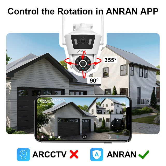 Dual Lens Wifi Camera 4MP+4MP Security Camera Dual Live View Home Protection Color Night Vision Two Way Audio PIR Detection 4