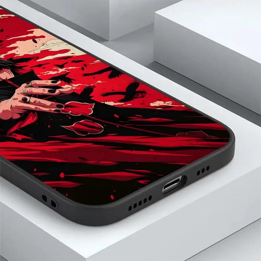 Sleek Black Soft Phone Cover with Cool Uchiha Itachi Design