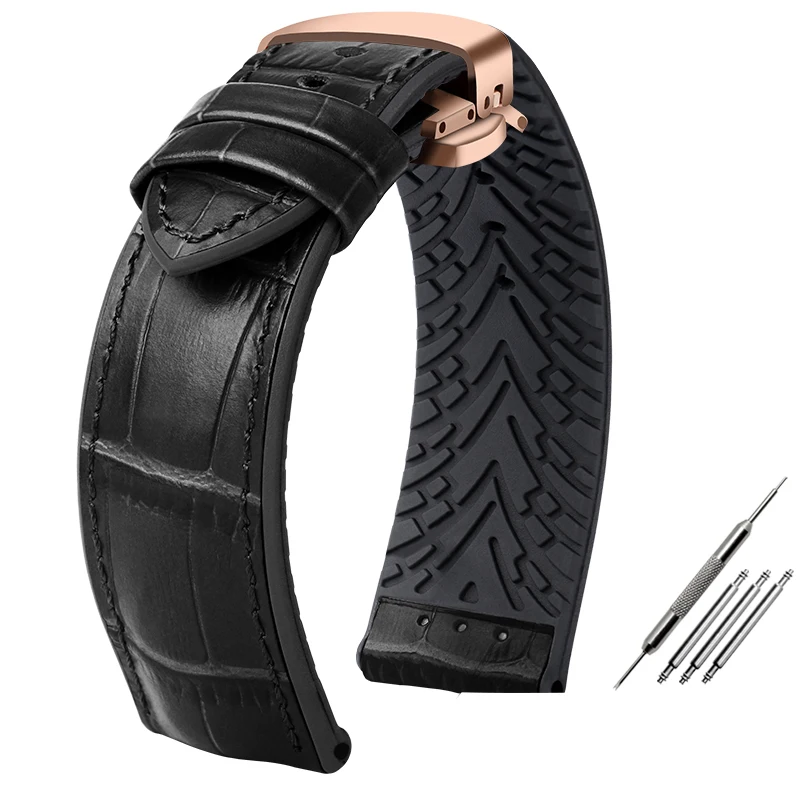 Premium Waterproof Leather & Silicone Watch Strap - 20mm/22mm
