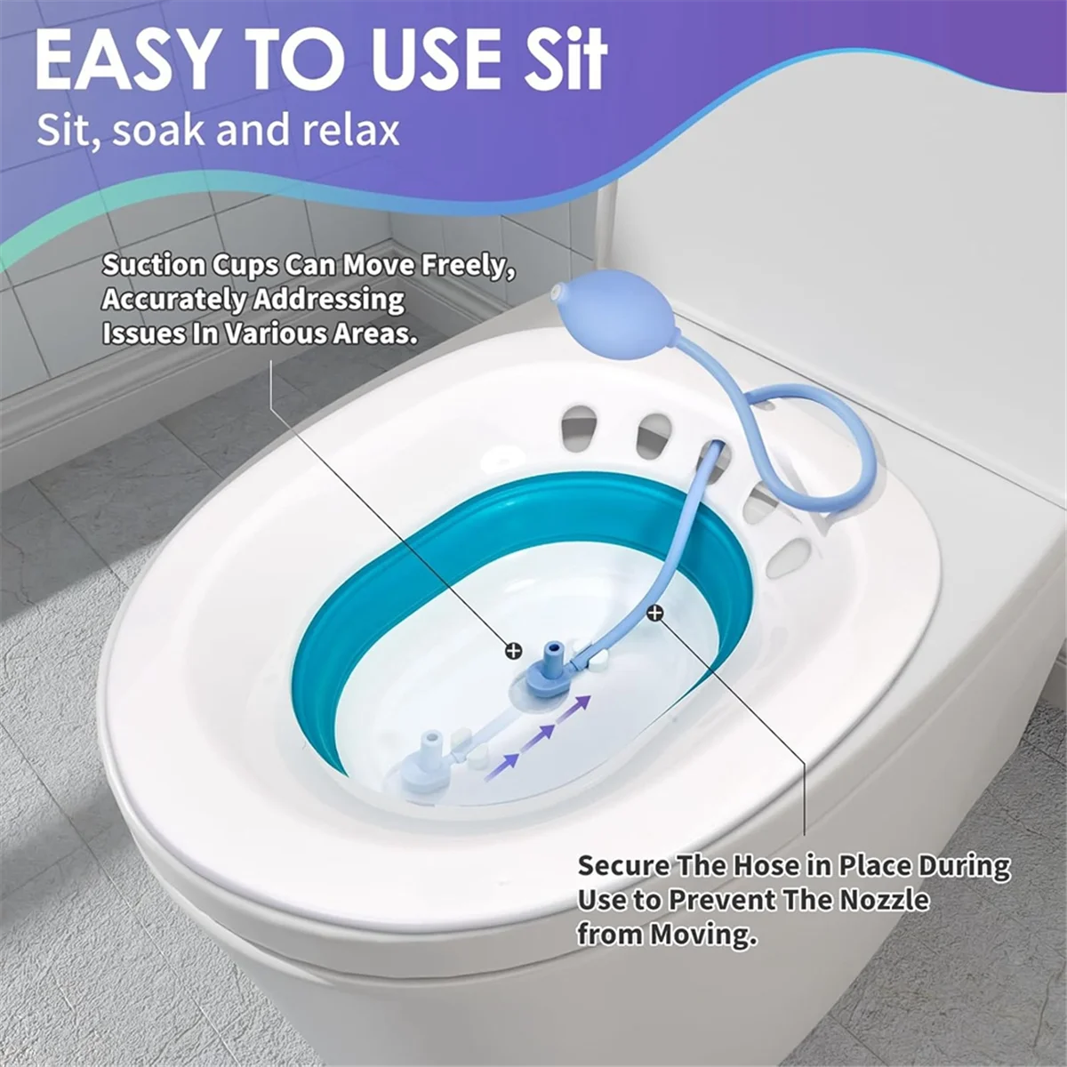 SEMOIC Sitz Bath, Sitz Bath for Hemorrhoids, Bath for Toilet Seat, Postpartum Care, Steam Seat Women, Flusher Hose
