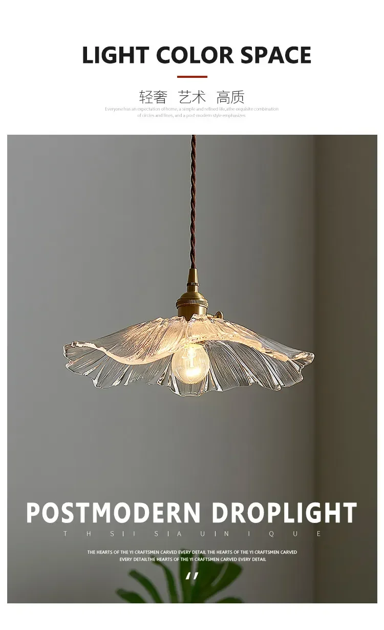 Description Picture 2 of itemVintage Pendant Lights Flower Glass Hanging Lamps Home Decoration Lighting Living Room Bedroom Bedside Light Fixture Indoor Shop