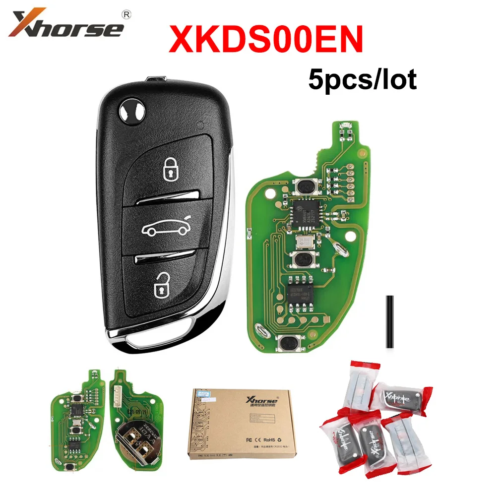 

5pcs/lot Xhorse XKDS00EN VVDI2 For DS Type Remote Key 3 Buttons Wire Remote Key For Volkswagen