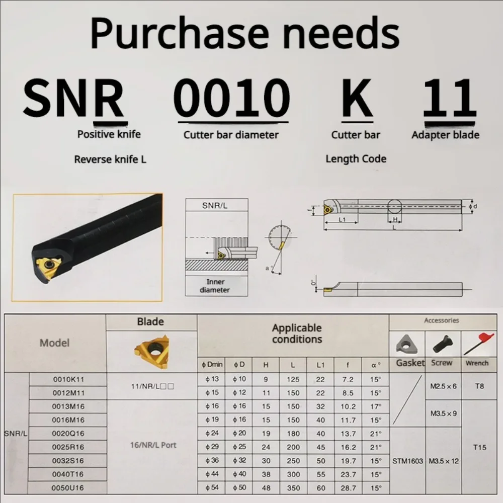 SNR SNL 나사 가공 내부 공구 홀더 보링 바 SNR0008K08 SNR0010K11 SNR0012M11 SNR0013M16 SNR0016Q16 SNR0020R16 SNR0032T16