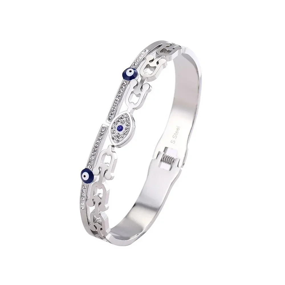 Stainless Steel Bracelets Women U Shape Evil Eye Charm Cuff Bracelet Bangles Fashion Gold Plated Jewelry Accessories Party Gifts 5