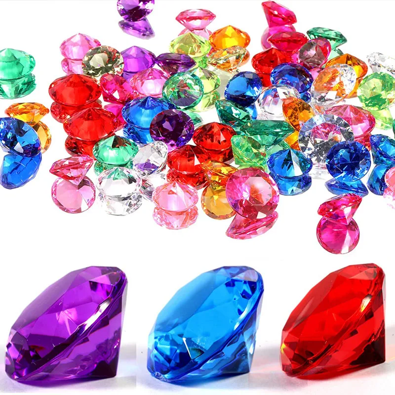 DSLSQD Lot De 100 Diamants En Acrylique Multicolores Pour Enfants, Pierres Précieuses, Bijoux De Plongée Colorés Pour Chasse Au Trésor, Pirate, Remplisseur D'Œufs