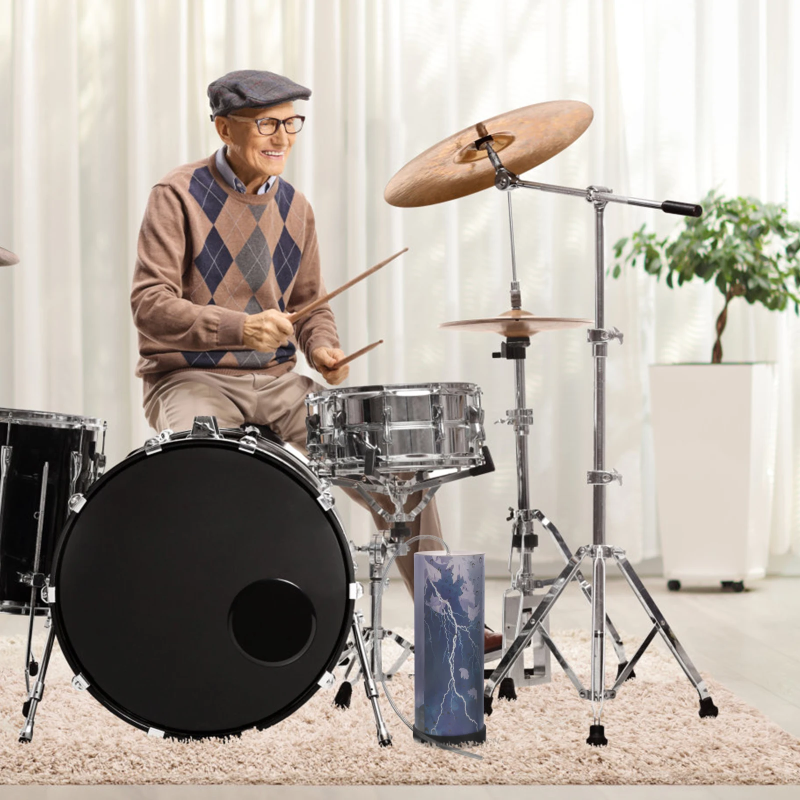 Blue Percussion Instrument Musical Drum Sound Maker Stick Shaker Kids Learning Musical Instruments Drum Toy