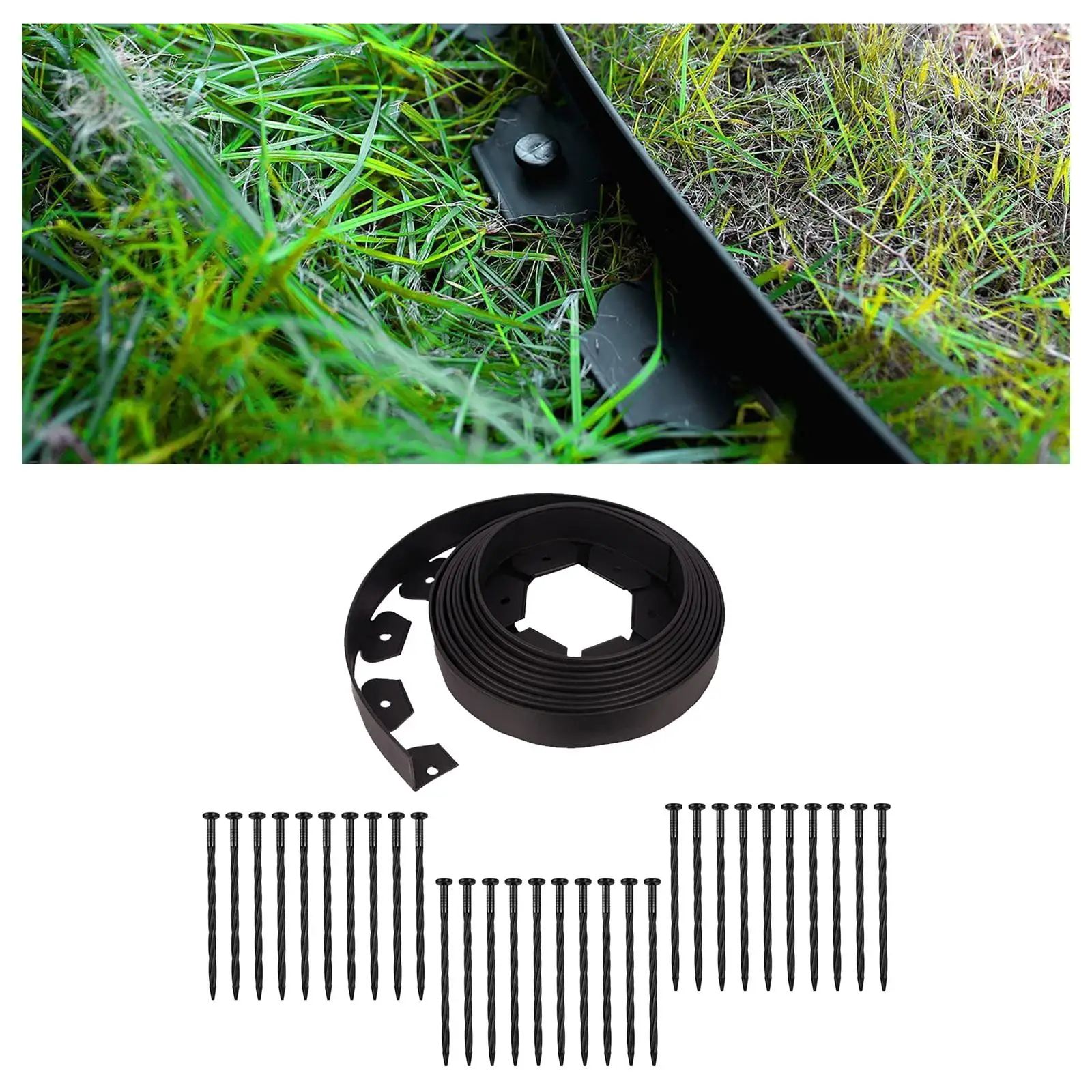 33 Feet Yard Edging Kit 30 Spikes Premium Decorative Lawn Edging Fence