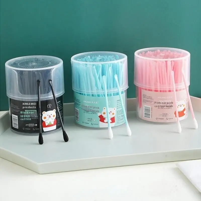 100pc  Disposable Eyelash Brushes Swab 2In1 Cotton Swab Ear Scoop Dual-Headdual-Function Cotton Pad Ear Cleaning  Makeup Removal