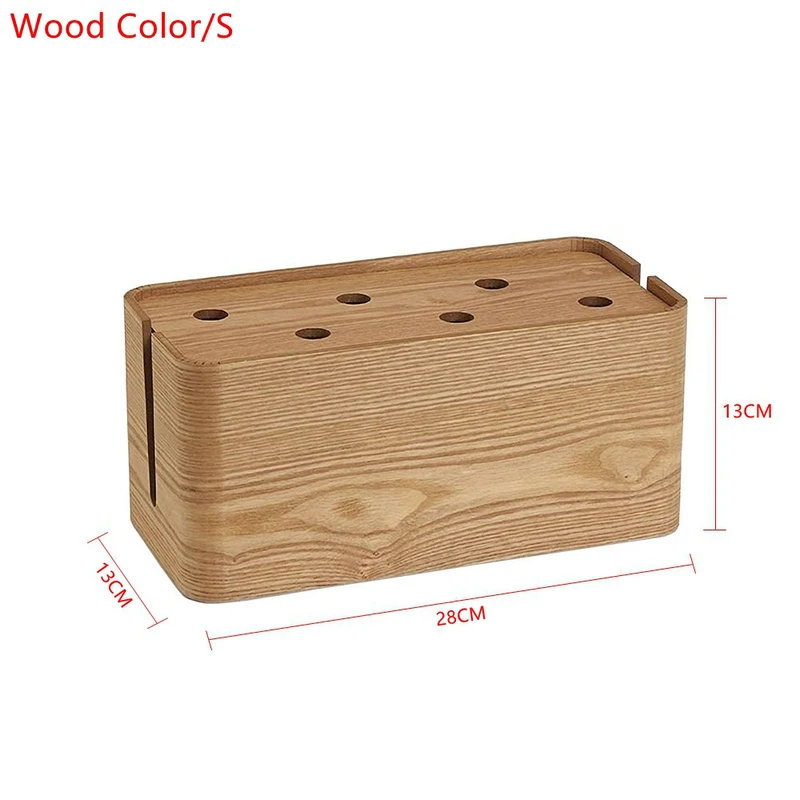 1PCS Wooden Table Wire Cable Organizer Solid Wooden Junction Box