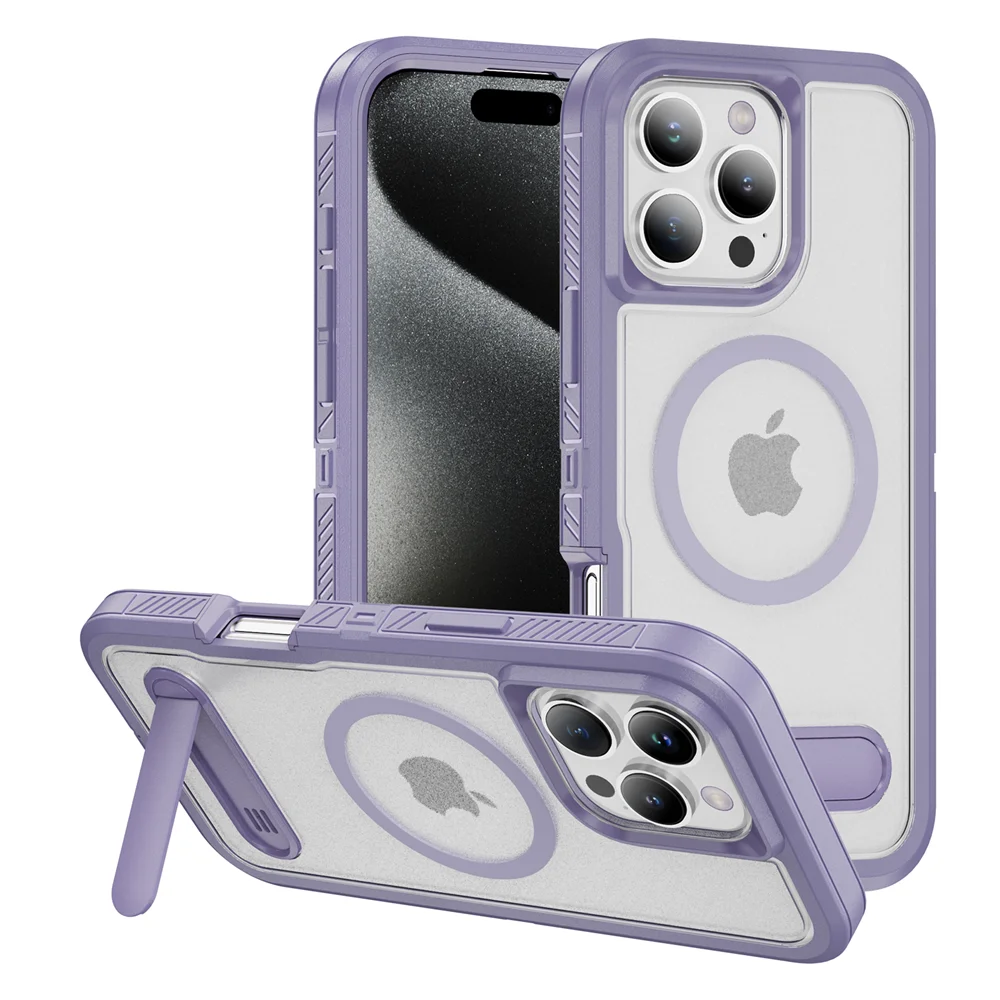 Premium Magnetic Armor Folding Stand Phone Case with MagSafe Compatibility