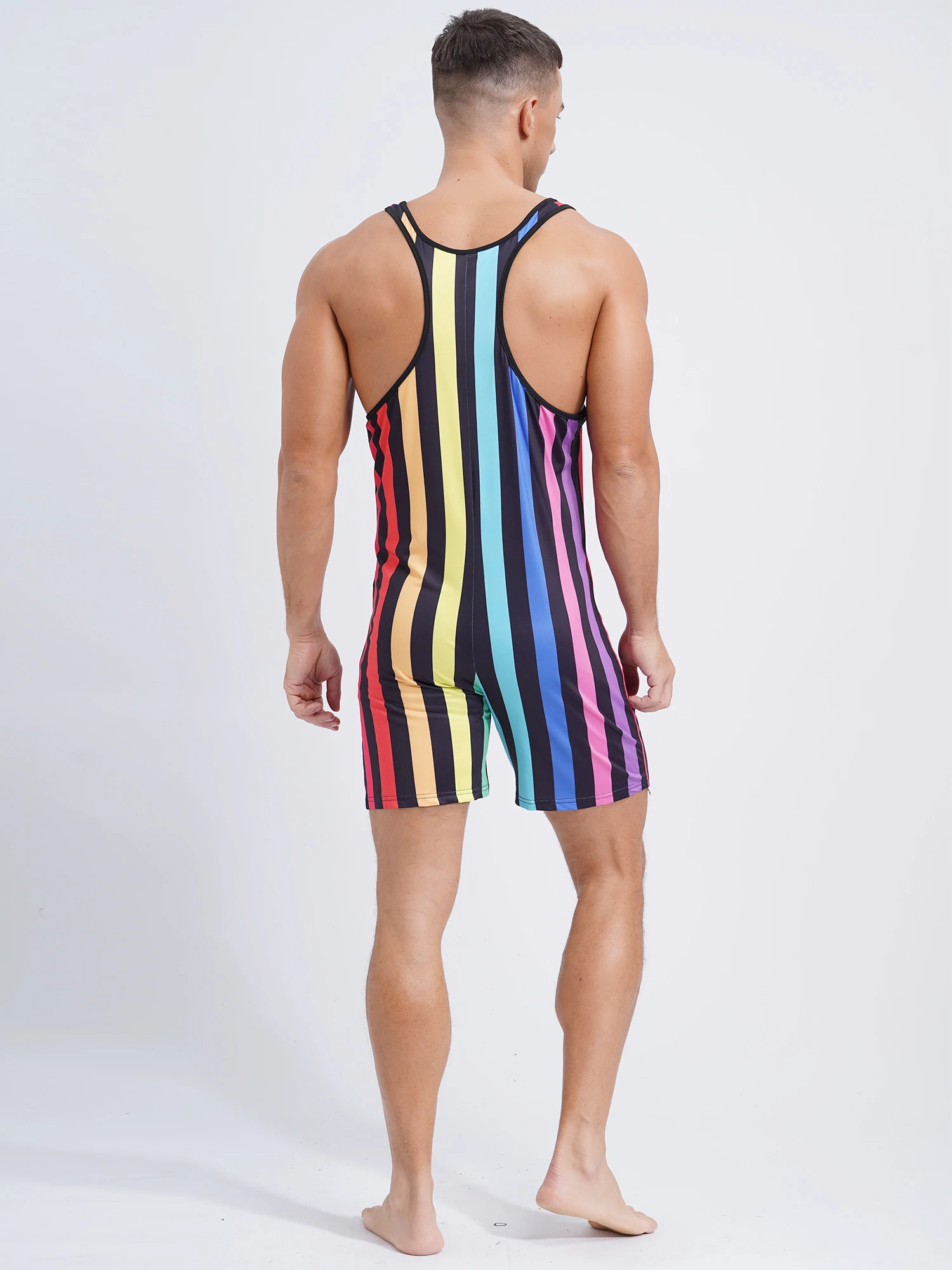 Men Water Sports Surfing Fitness Short Striped Jumpsuit Wrestling Singlet Slim Fit Boxer Shorts Rompers Bodybuilding Shapewear men swimsuit male swim rash guard sports jumpsuit pants