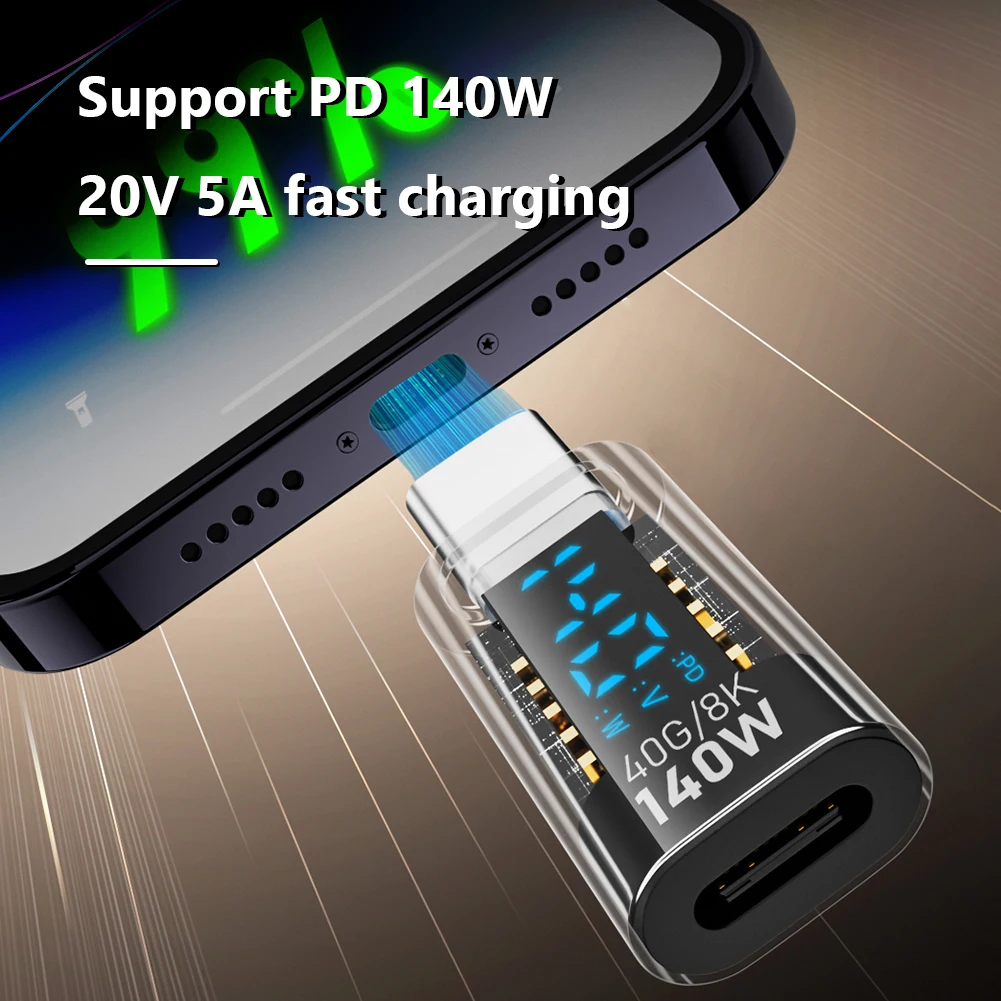 USB C To Type C Adapter 140W Output Digital Display 40Gbps High Speed Transfer 8k@60Hz For MacBook