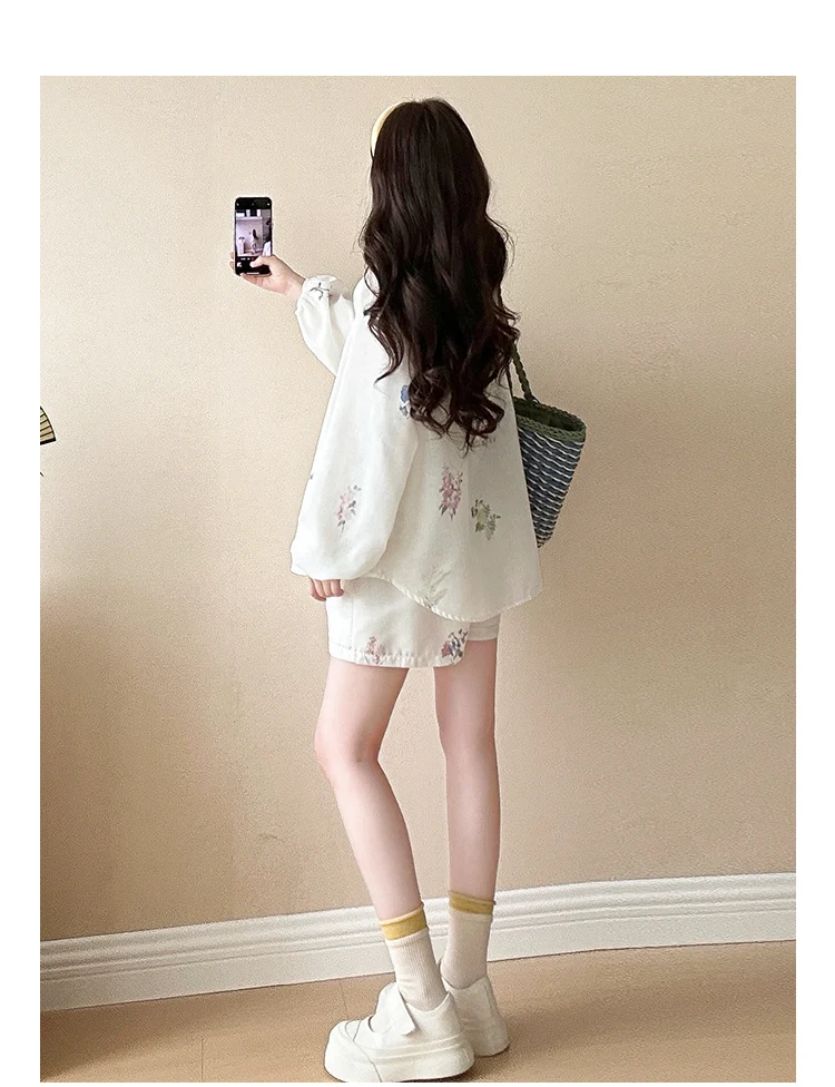 G77133# 2 Pcs Maternity Long Sleeve Stylish Suits Summer Pants Suit