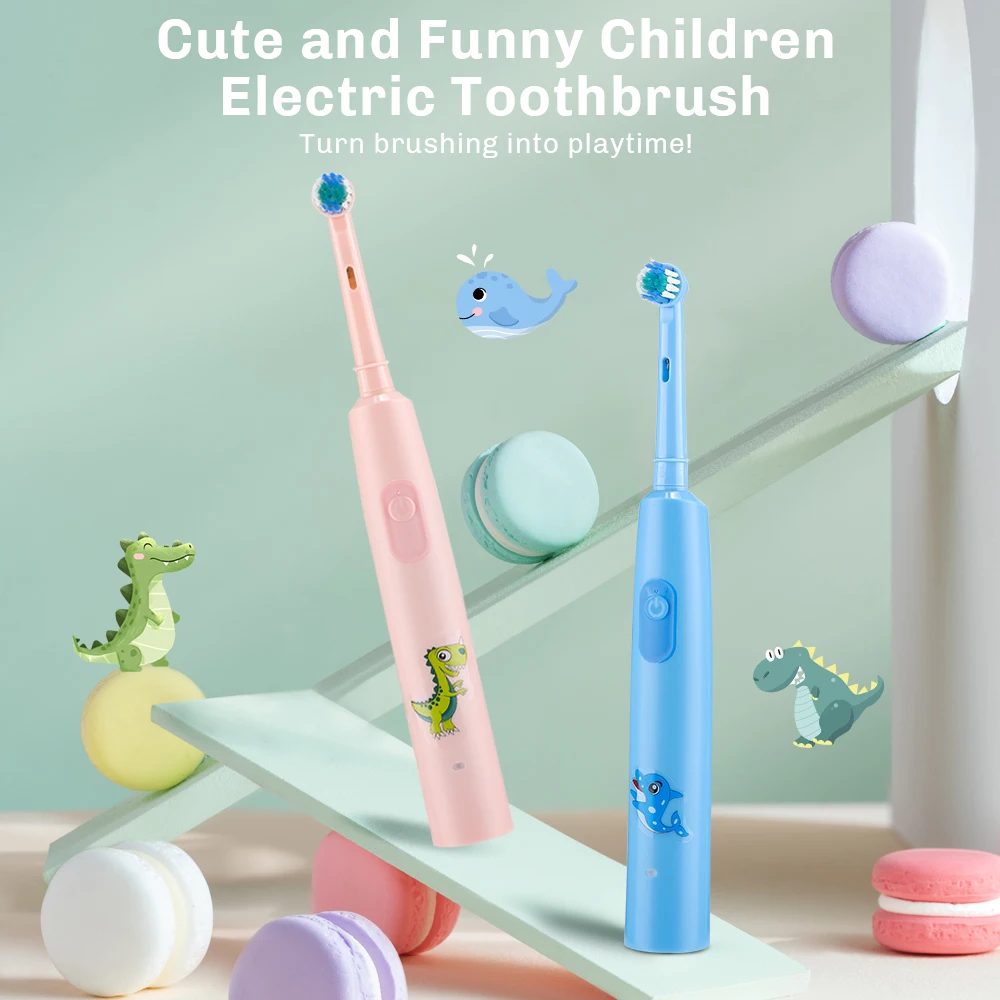 어린이를위한 스마트 전기 청소 칫솔 충전식 회전식 방수 치아 3 가지 청소 모드 부드러운 강모 치아 브러쉬