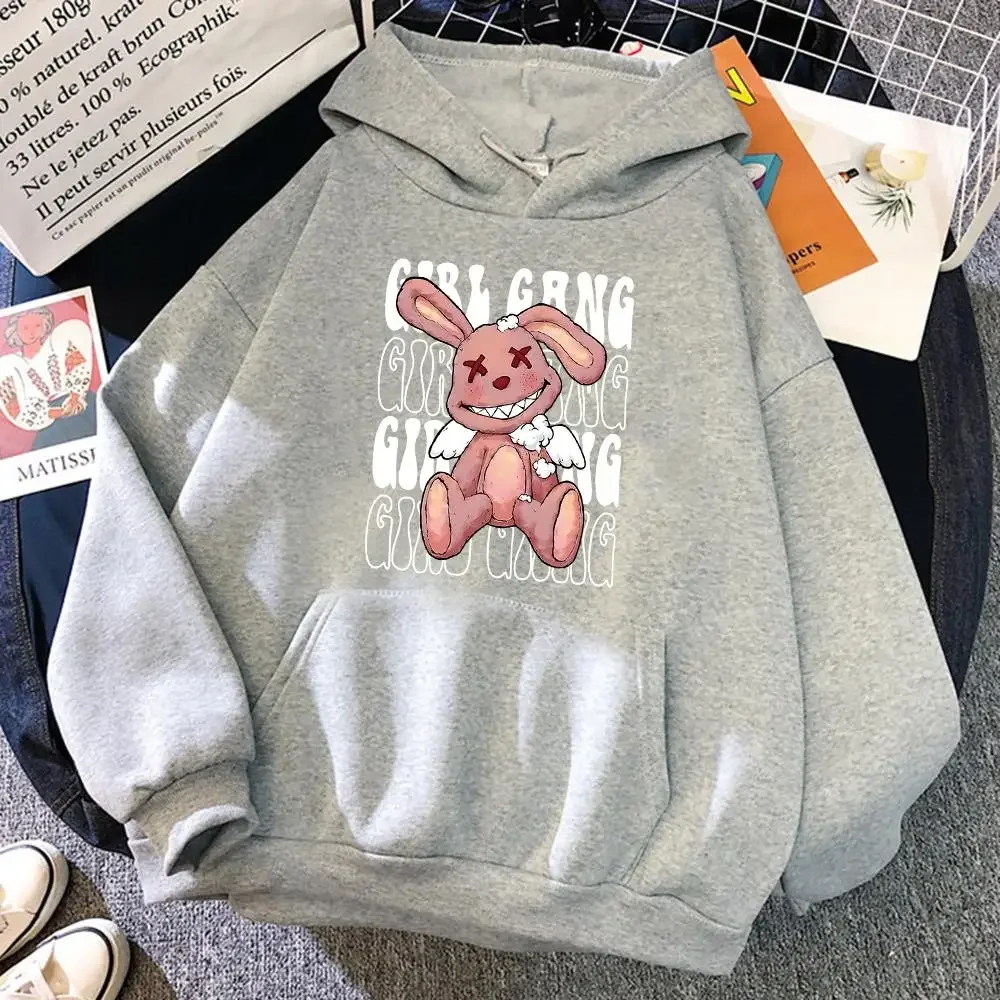 

Girl Gang Broken Rabbit Doll Womens Hoodie Fashion Autumn New Hoody Warm Fleece Streetwear All-Match Vintage Female Sweatshirt