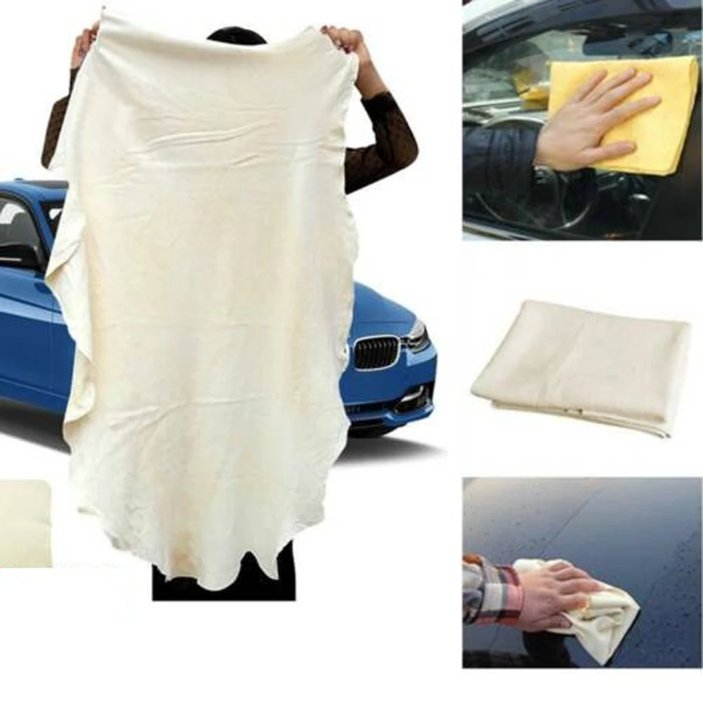 Car Cleaning Cloth Chamois Leather Absorbent Drying Towel Natural Car Wash Cloths Elastic for Car Washing Maintenance