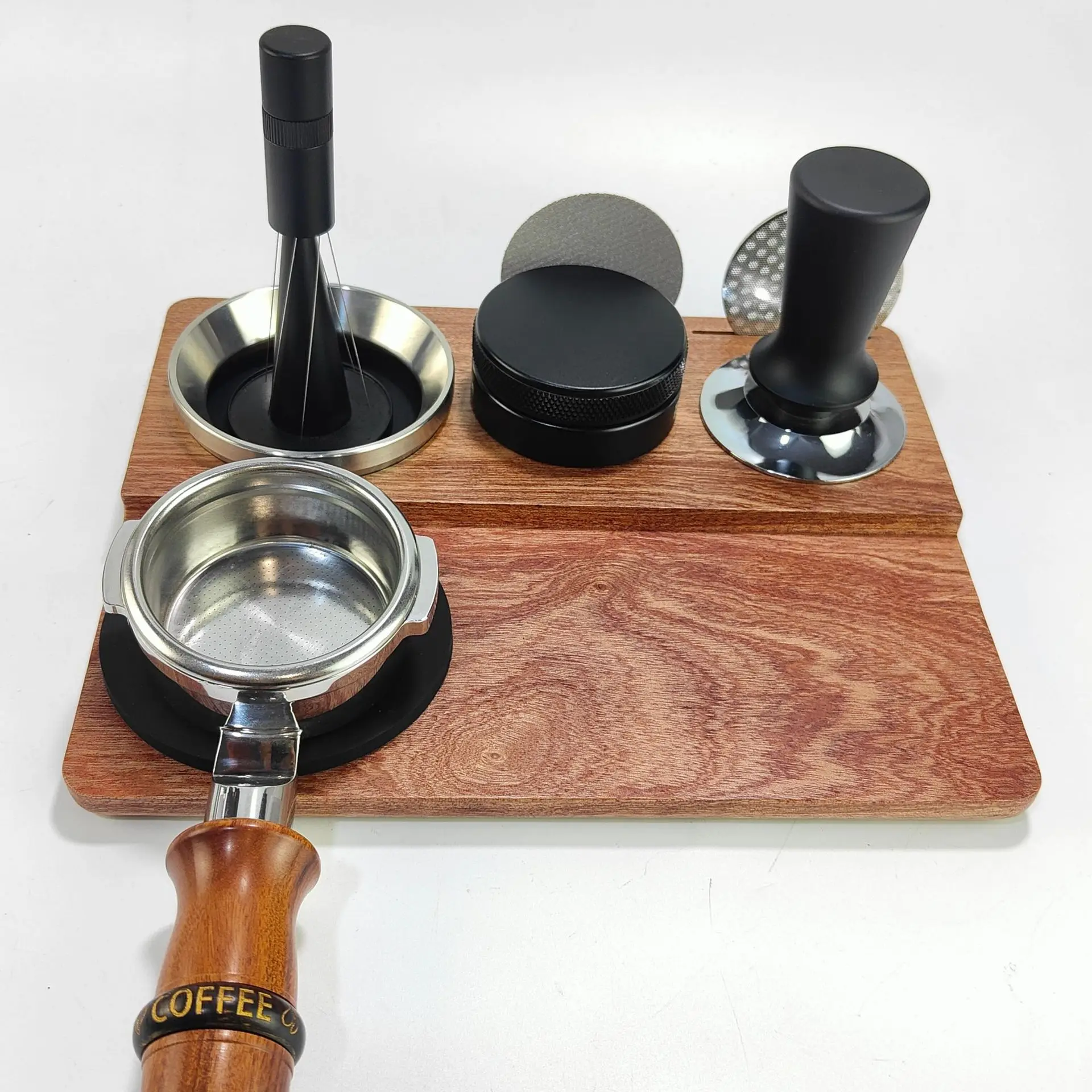 

Espresso Tamping Station Wooden Coffee Tamper Station Espresso Organizer & Portafilter Holder, Organizer for Countertop