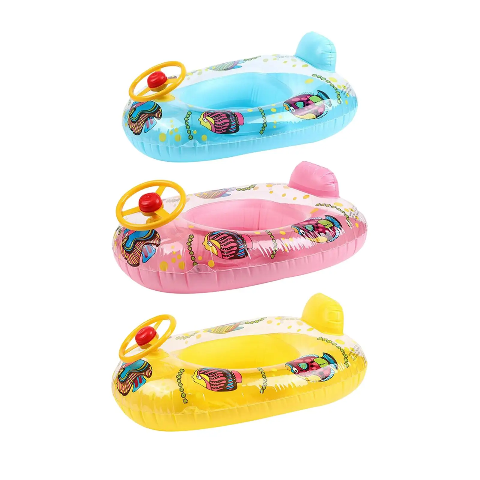 

Kids Inflatable Float Seat Boats Pool Toys Swim Swimming Rings Pool Floats with Steering Wheel for Bath