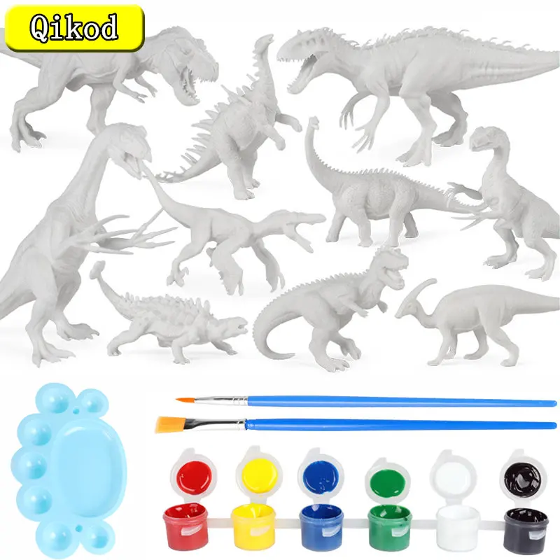 

2022 New Kids Manual Painting DIY Colour Animal Figurines Dinosaurs Rainbow Pegasus Action Figures Collection Children Toys Gift
