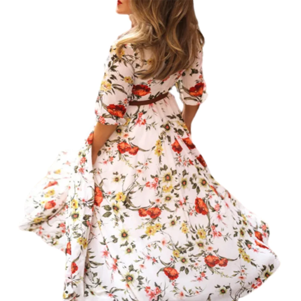 

Brand New Comfy Beach Daily Holiday Swing Dress Maxi Dress 1pcs Bohemian Floral O Neck Polyester Print S-2XL Women