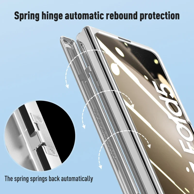 For Samsung Galaxy Z Fold 4 5 Case Electroplated Transparent With Tempered Film Folding Hinge Shockproof Protective Hard Cover