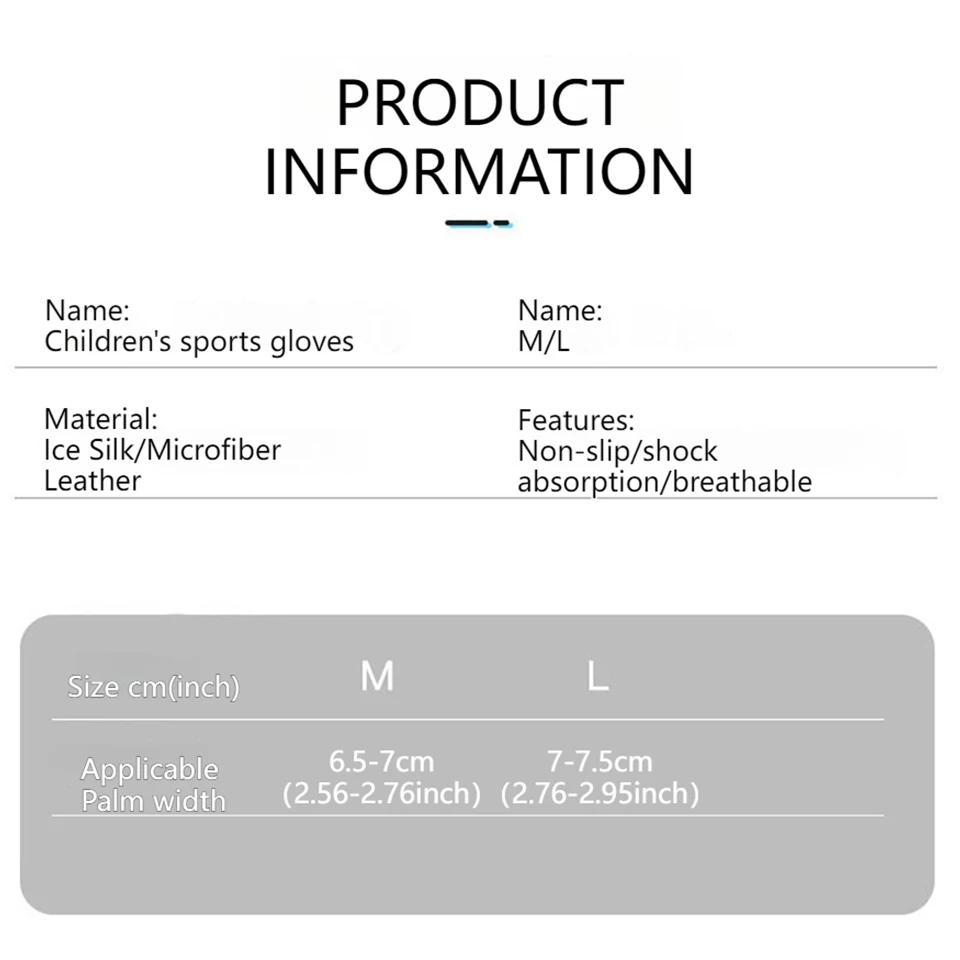 GTUBIKE Children's Gloves Half-finger Sports Pulley Balancing Car Anti-slip Protection Riding Sports For 5-12 Years Old Boy Girl 6