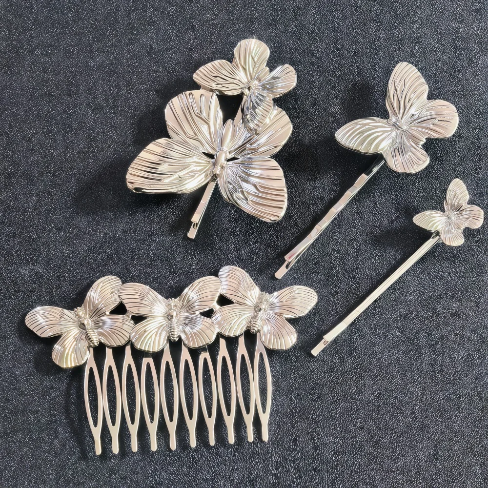 3/4 Stück/Set Metall-Schmetterlings-Haarspangen für Damen und Mädchen, Haarstyling-Tools, luxuriöses Haarnadel- und Haarkamm-Set, Geschenk für Frauen – Detail 6