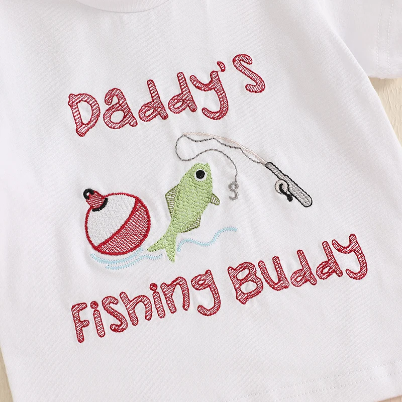 FOCUSNORM 0-4Y Summer Kids Boys Casual Clothes Sets Letter Embroidery Crew Neck Short Sleeve T-Shirt with Plaid Shorts
