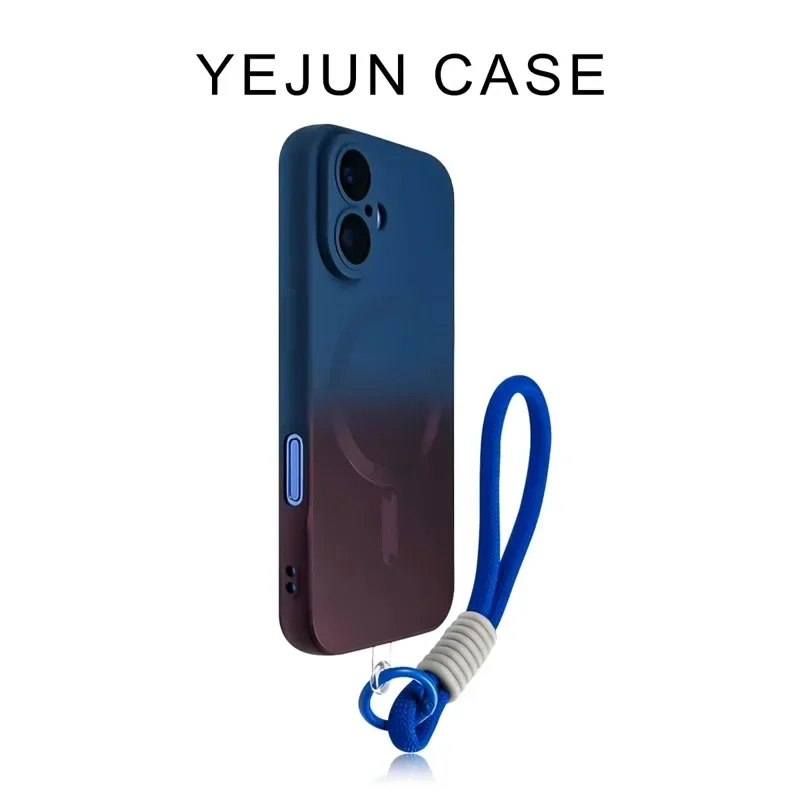 Luxury Gradient Phone Case with MagSafe Wireless Charging and Lanyard Attachment