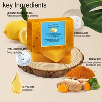 2pcs Turmeric Lemon Soap, Glowing Skin Best Soap Ever Kojic Acid Soap Skin Toning Face and Body Soap Bar Acne, Clogged Pores 2