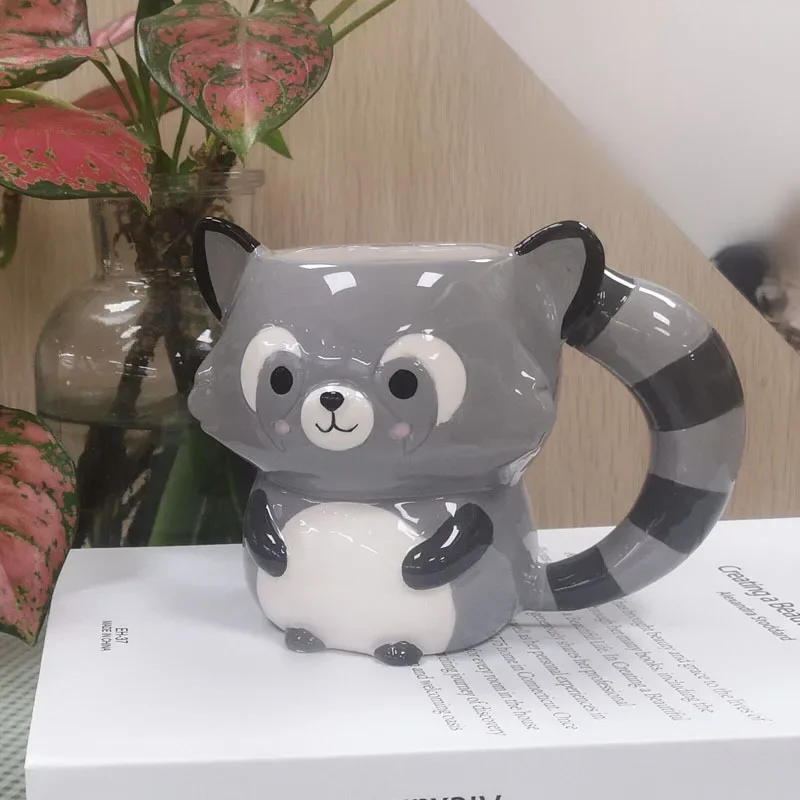 

3d cute animal mug raccoon simulation animal coffee mug ceramic cup birthday gift