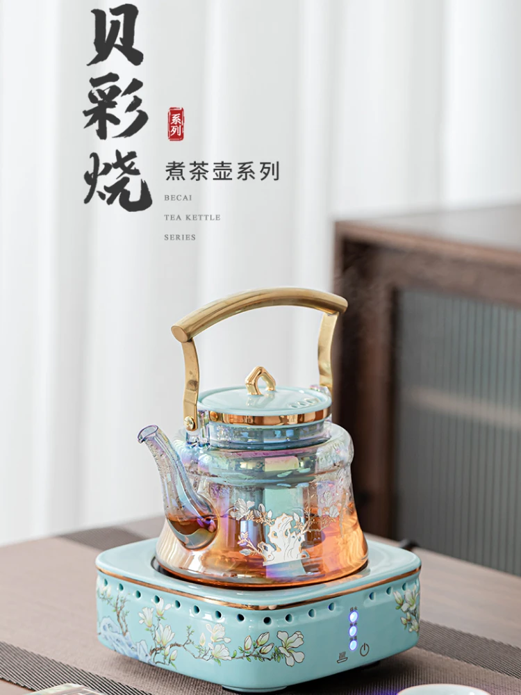 Glass Loop-Handled Teapot Electric Ceramic Stove Cooking Teapot Heating  Kettle Household Clay Pot Tea Set