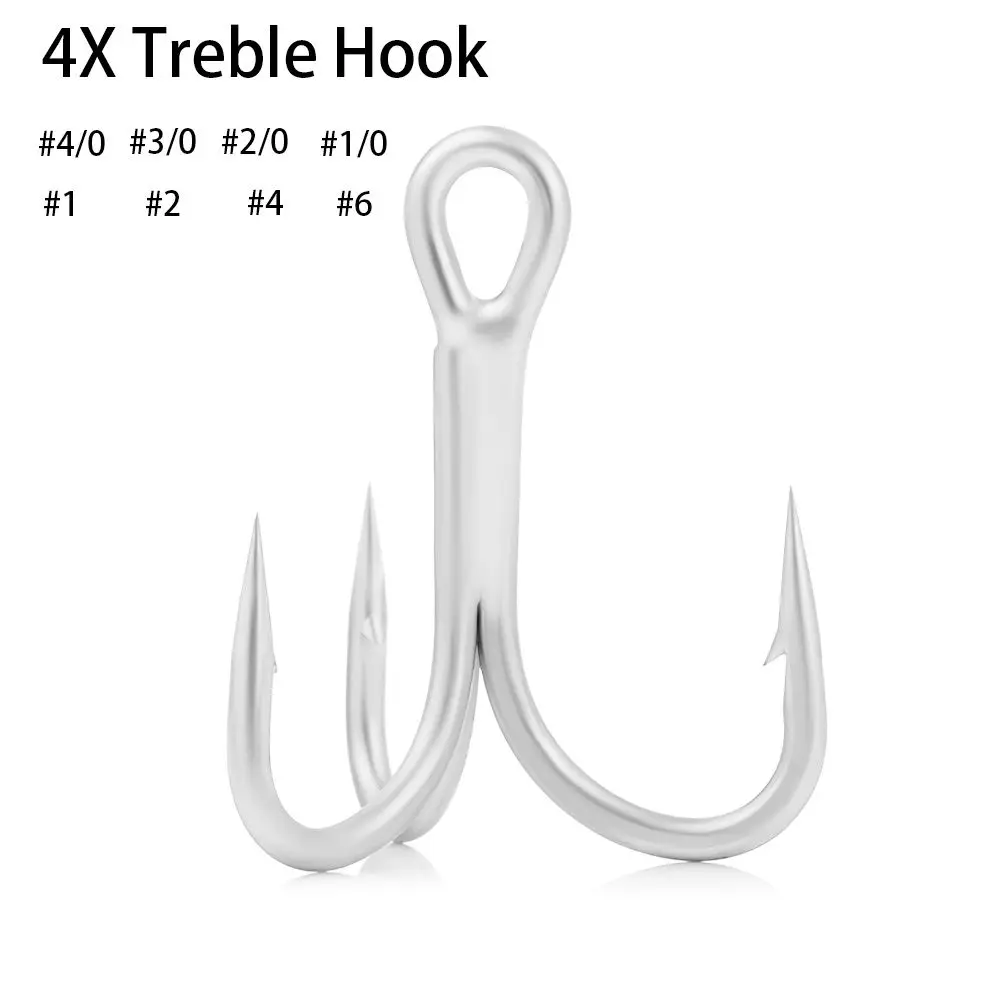 Anti-Rust Angling Supplies Salt Water Fishing Accessories 4X Treble Hook  Fishhooks Sea Trolling Triple Anchor Hooks