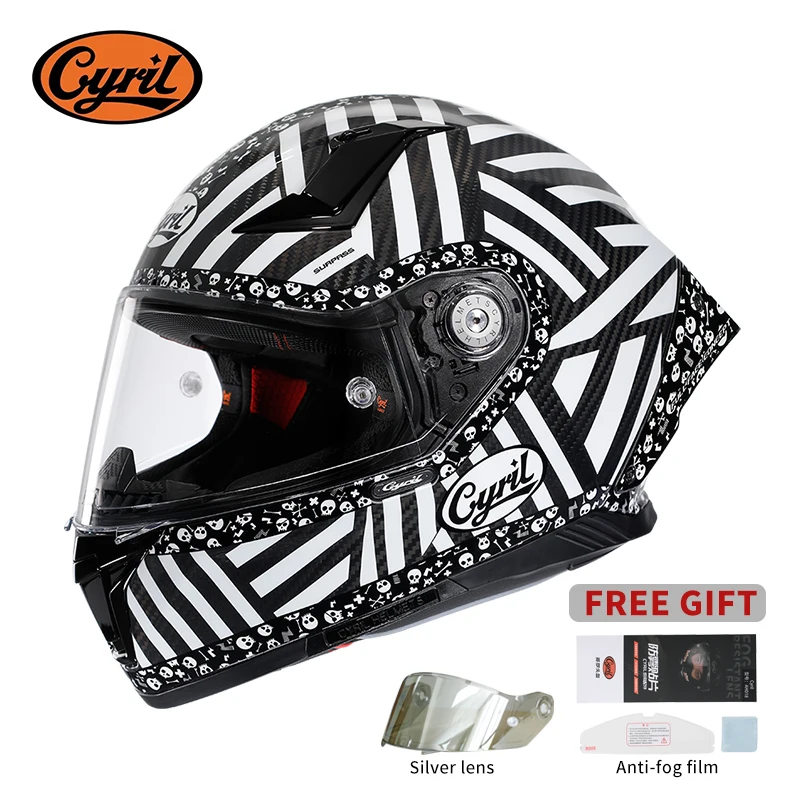 

Unisex Lightweight Carbon Fiber Kevlar Full Face Motorcycle Street Bike Helmets Racing Helmet DOT ECE Approved CYRIL Casque Moto