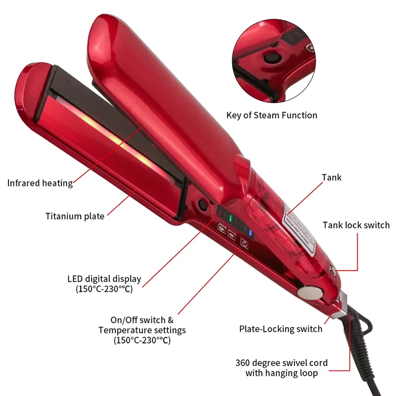 Hot Selling Portable Hair Straightener Comb Ceramic Professional Salon Flat Irons New Design Steam Hair Straightener 5