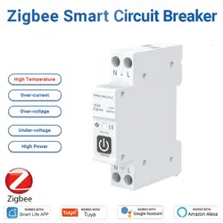 TUYA ZigBee Smart Circuit Breaker With Metering 1P 1-63A DIN Rail for Smart Home Wireless Remote Control Switch Smart Life APP