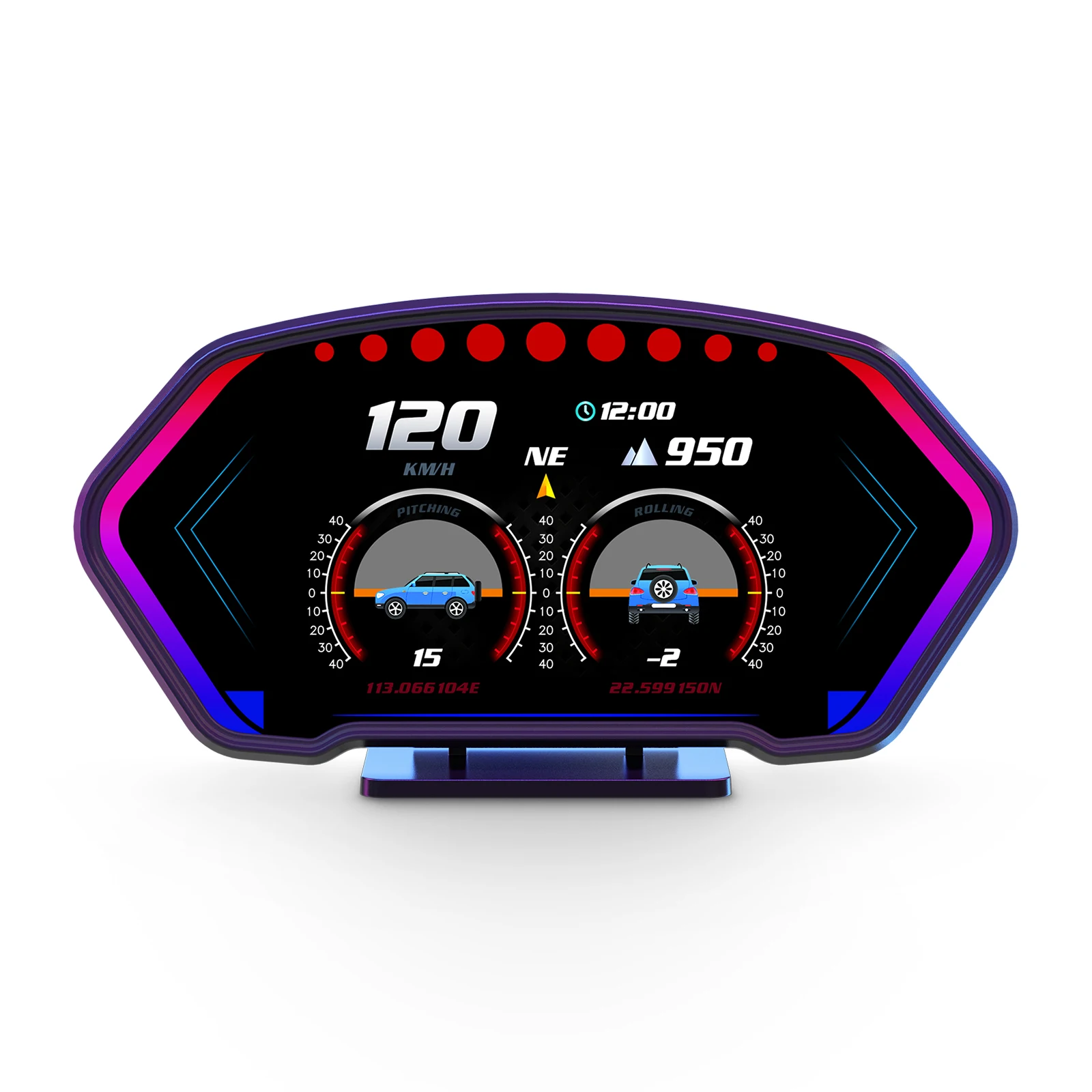 36 기능 obd + gps hud p3 헤드 업 디스플레이 자동 gps 속도계 슬로프 미터 타코미터 수온 속도 알람 전자 부품