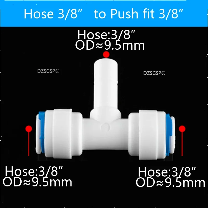 Reverse Osmosis 1/4 3/8 Hose Connection Quick Coupling 1/4 3/8 Stem L Straight Tee RO Water Aquarium Plastic Joint Pipe Fitting hose pipe fitting pipe fitting tee adapter water pipe fitting