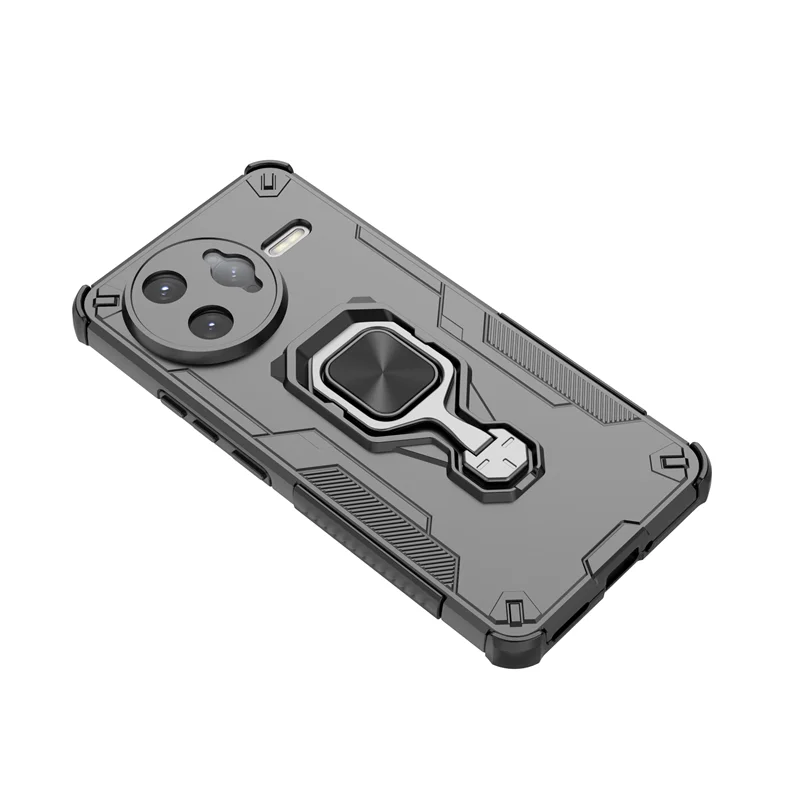 Enhanced Armor Magnetic Ring Holder Phone Case with Camera Protection, Shockproof Design