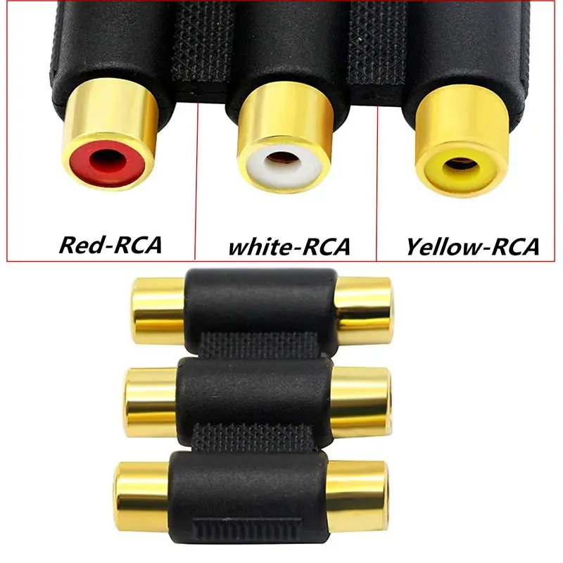 

Gold Plated Red, Yellow, And White Three Way 3RCA Female To Female AV Adapter Seat Audio And Video Color Difference Lotus Joint