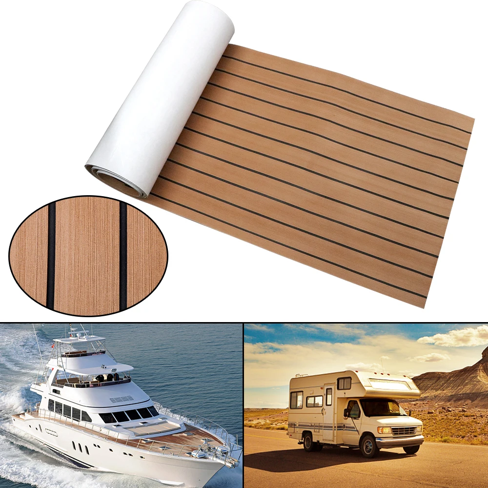 Faux Teak Brown Decking Sheet Boat Deck Mat Self Adhesive Protective