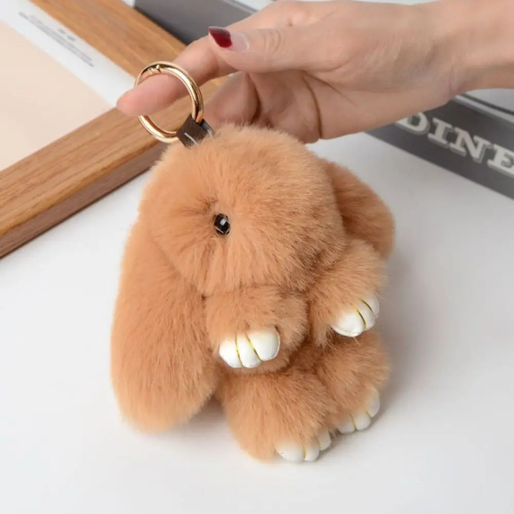 Bag Pendant Fashion Pluff Bunny Keychain Lovely Cute Play Dead Rabbit Doll Bowknot Smooth Rabbit Fur Keychain Children's Toys