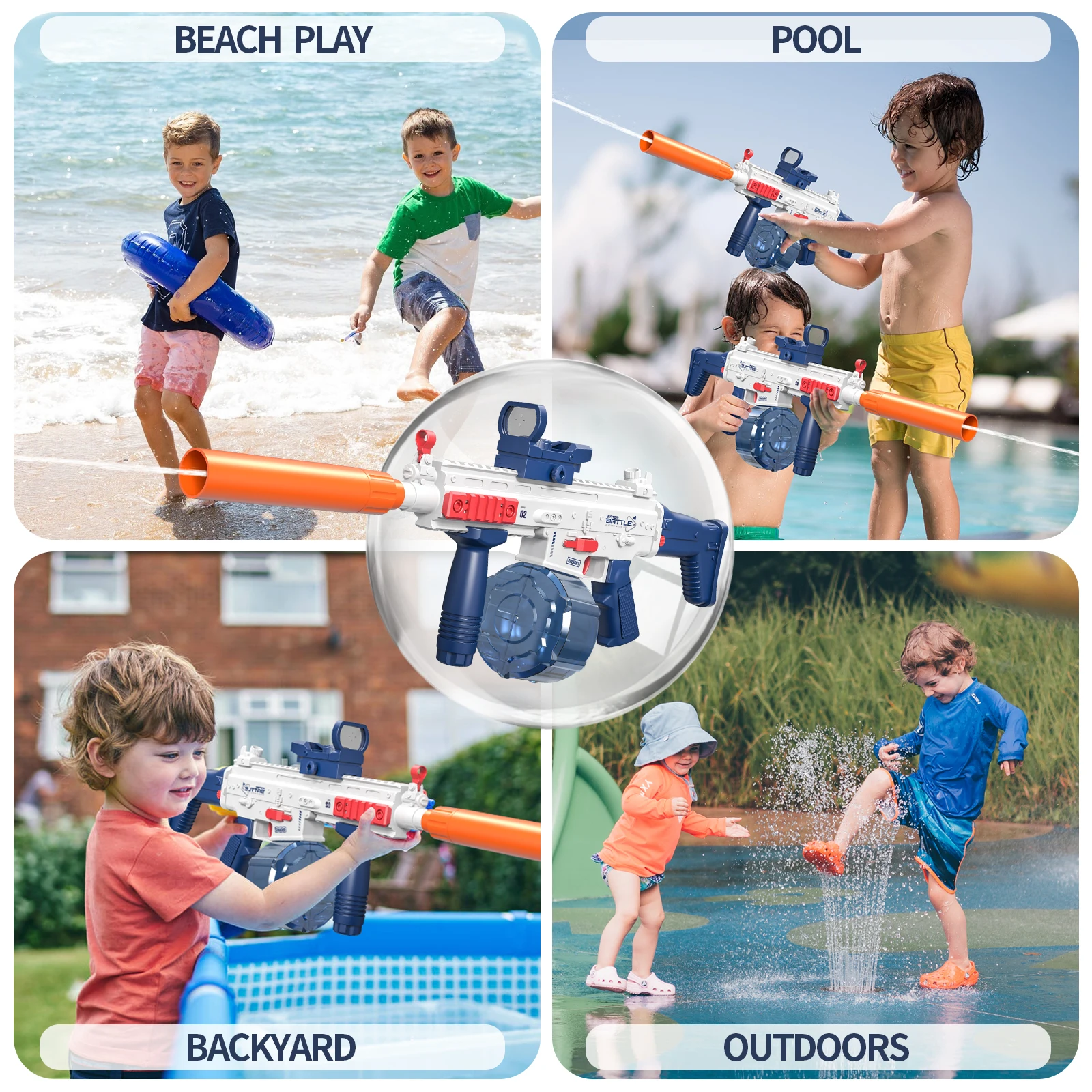 Electric Automatic Water Storage Gun Portable Summer Beach Outdoor Toys Splashing Game, Electric Automatic Continuous Launch Hig 4