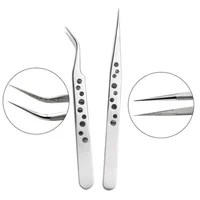 1/2Pc Professional High Precision Stainless Steel Tweezers Curved Straight Tip Tweezer for Eyelash Extensions Eyebrow Tweezers 1