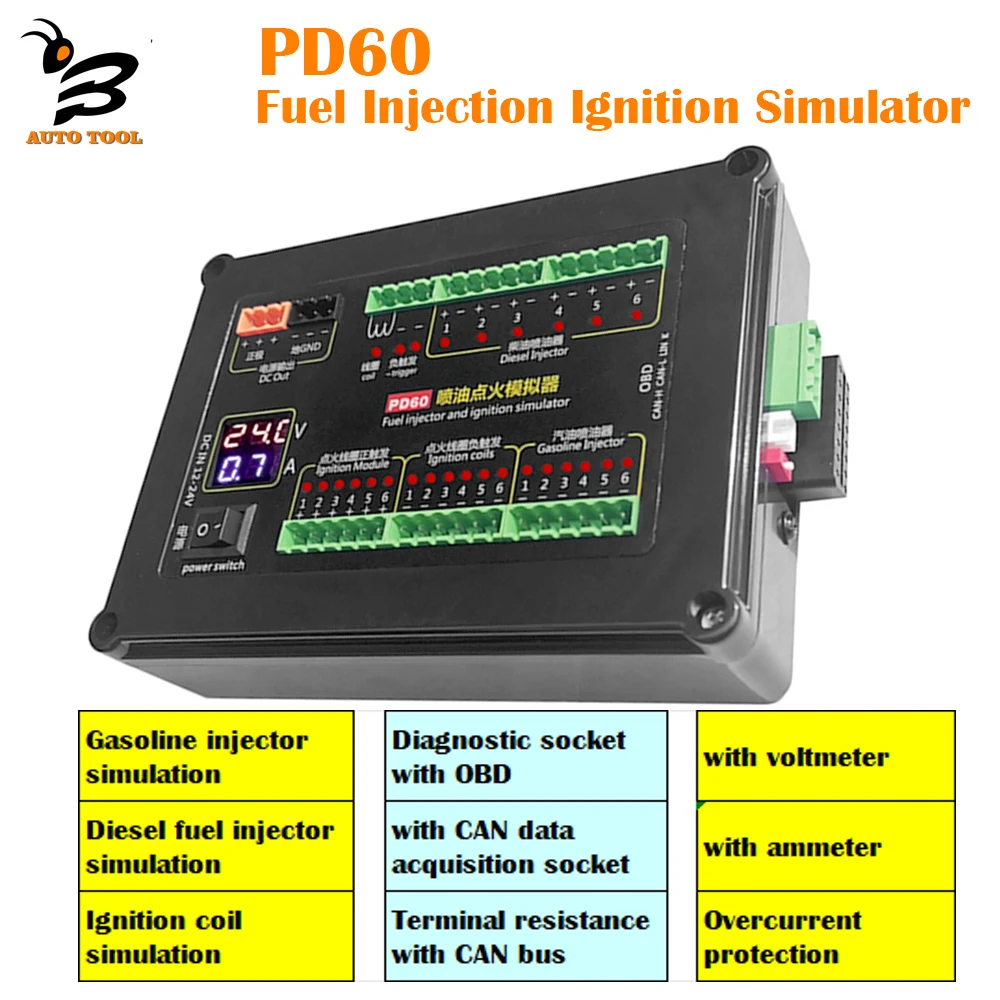 Fuel Injection Ignition Simulator PD60 ECU Maintenance Platform Test Equipment Tool for Gas-oline Diesel Vehicle Computer Board