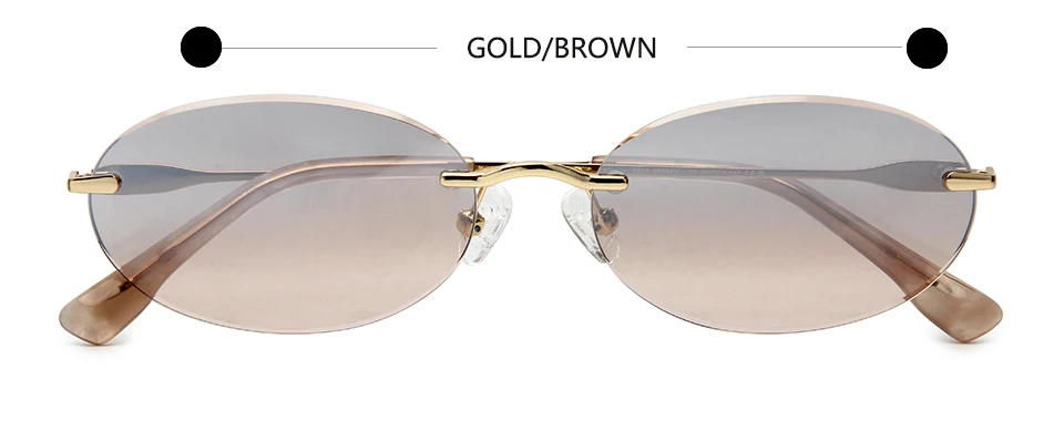 Y2K Markendesign 90er Jahre Randlose Sonnenbrille für Damen, Rahmenlose Brillen, Persönliche Neue Ovale Rahmenlose Sonnenbrille für Herren – Detail 11