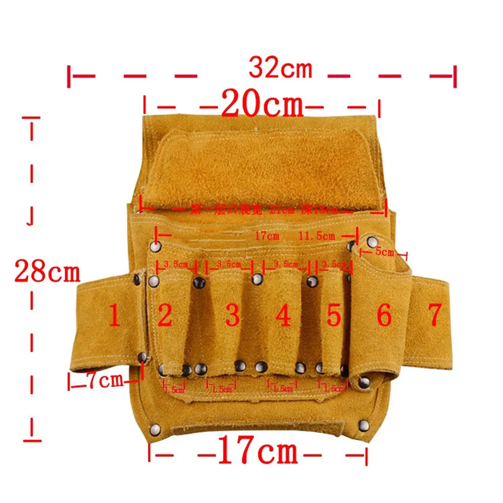 Electrician's Belt Bag Tool Storage Satchel Cowhide Thickened Wear-resistant Pure Cowhide Toolkit Mechanic Dedicated 6